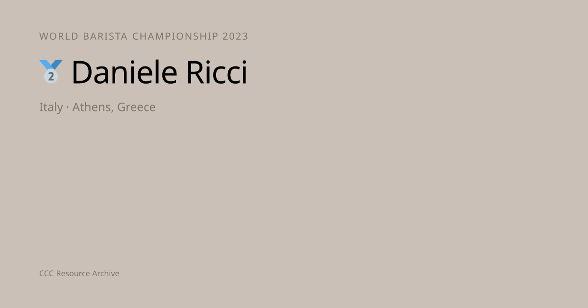 Daniele Ricci World Barista Championship 2023 — 2nd Place Performance ...